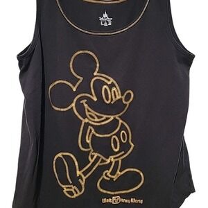 Disney Parks Black Mickey Mouse Tank Top Gold Rope Womens XL Walt Disney World